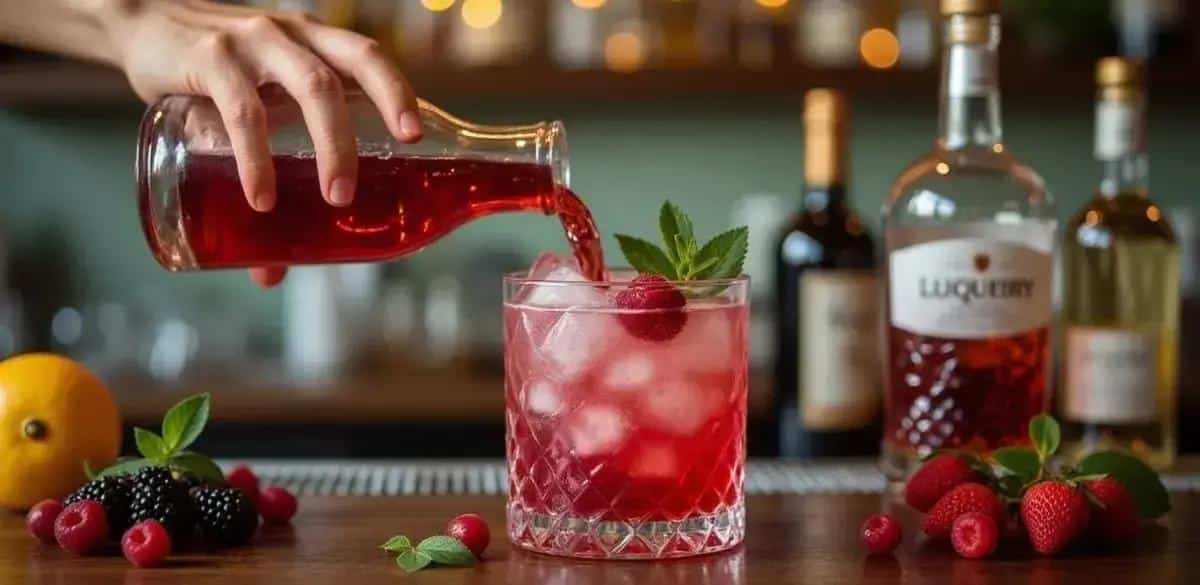 Preparation Method for Pisco with Red Berry Liqueur and Soda