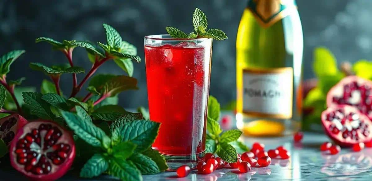 Recipe Ingredients for Champagne with Pomegranate Juice and Mint