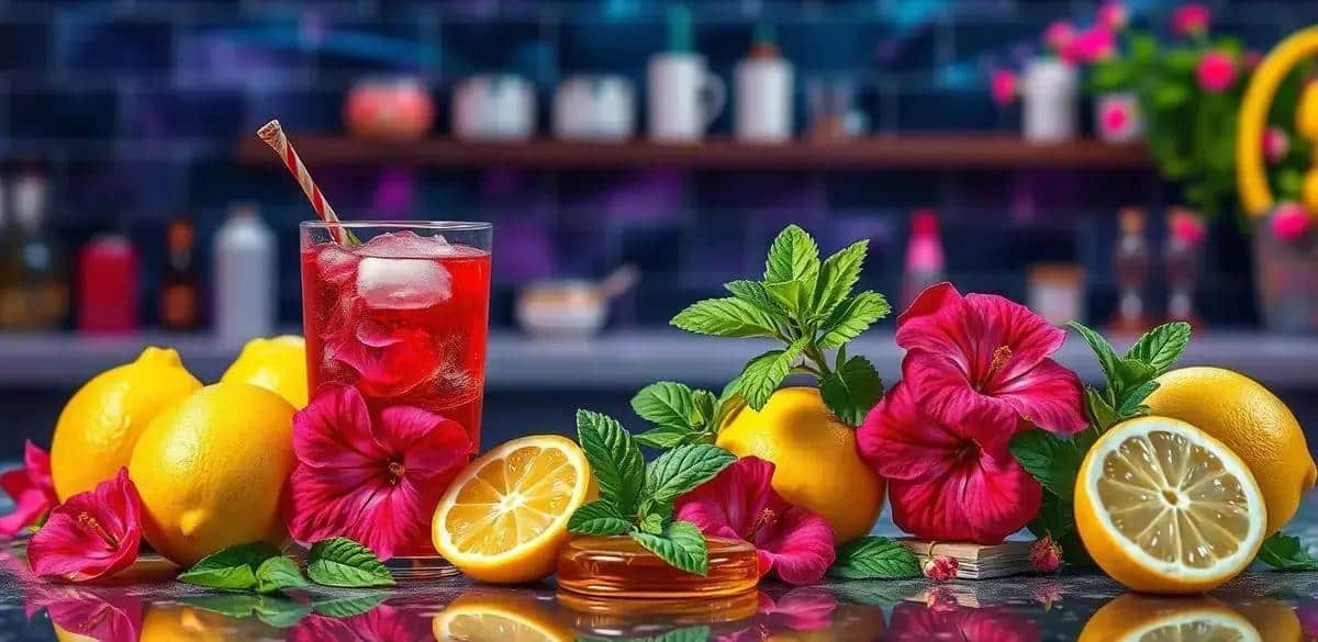 Recipe Ingredients for Energy Drink with Hibiscus Tea and Lemon