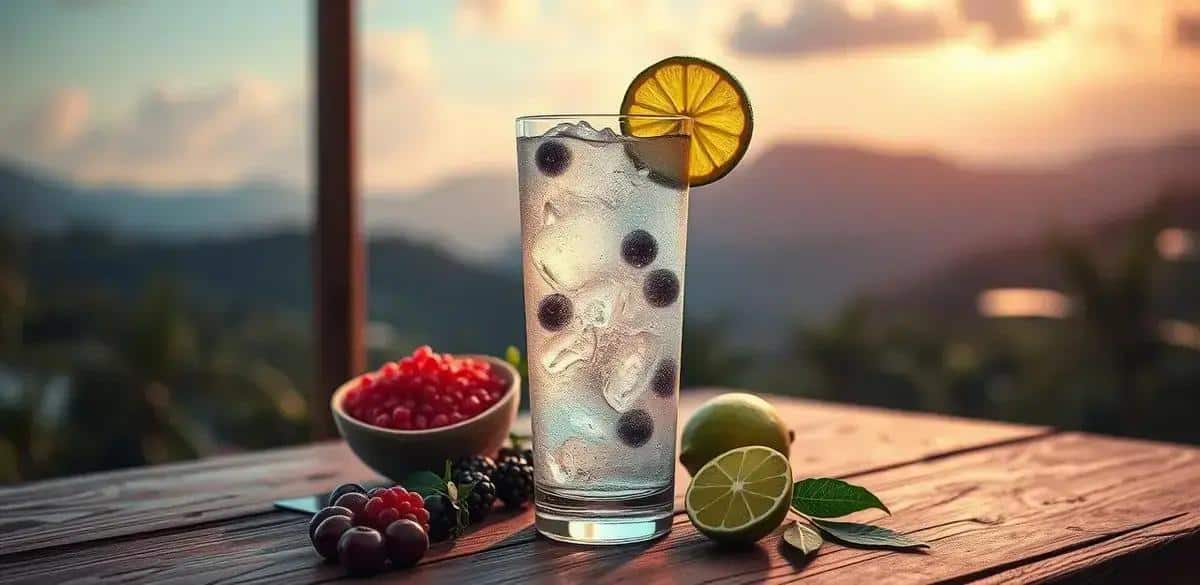 Recipe Ingredients for Gin and Tonic with Açaí Liqueur