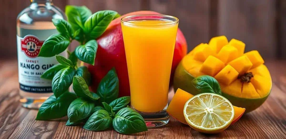 Recipe Ingredients for Gin with Mango Juice and Basil