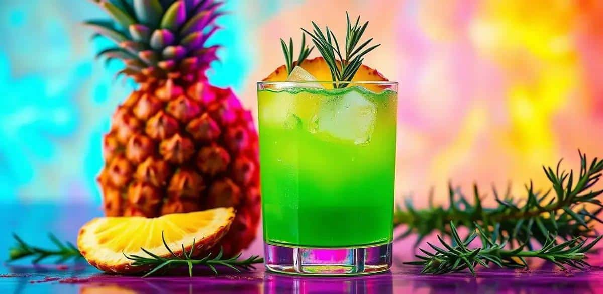 Recipe Ingredients for Green Drink with Pineapple Juice and Rosemary