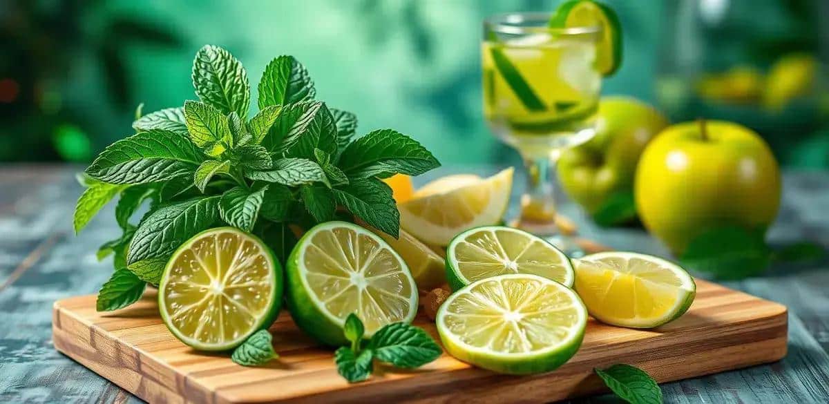 Recipe Ingredients for Mojito with Green Apple Soda and Ginger