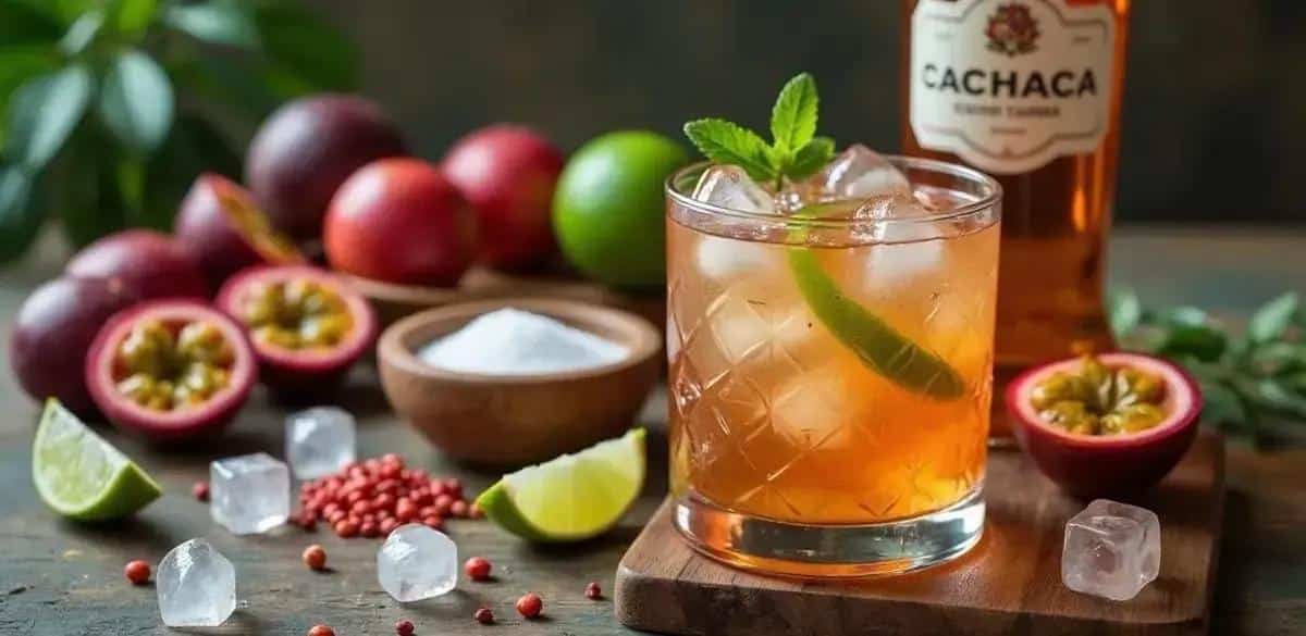 Recipe Ingredients for Passion Fruit Caipiríssima with Pink Pepper