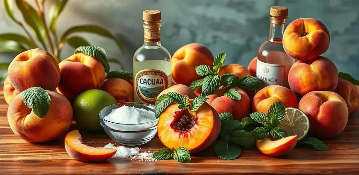 Recipe Ingredients for Peach Caipiríssima