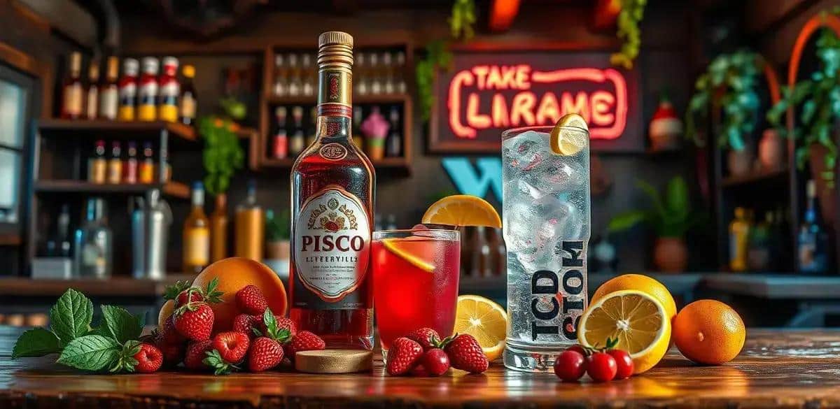 Recipe Ingredients for Pisco with Red Berry Liqueur and Soda