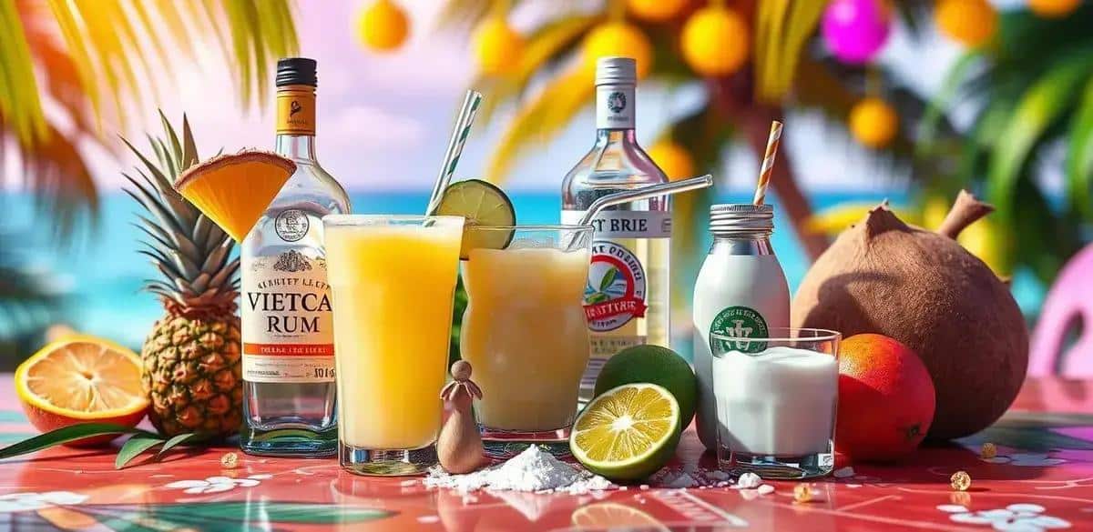 Recipe Ingredients for Rum Punch with Pineapple Foam and Mint