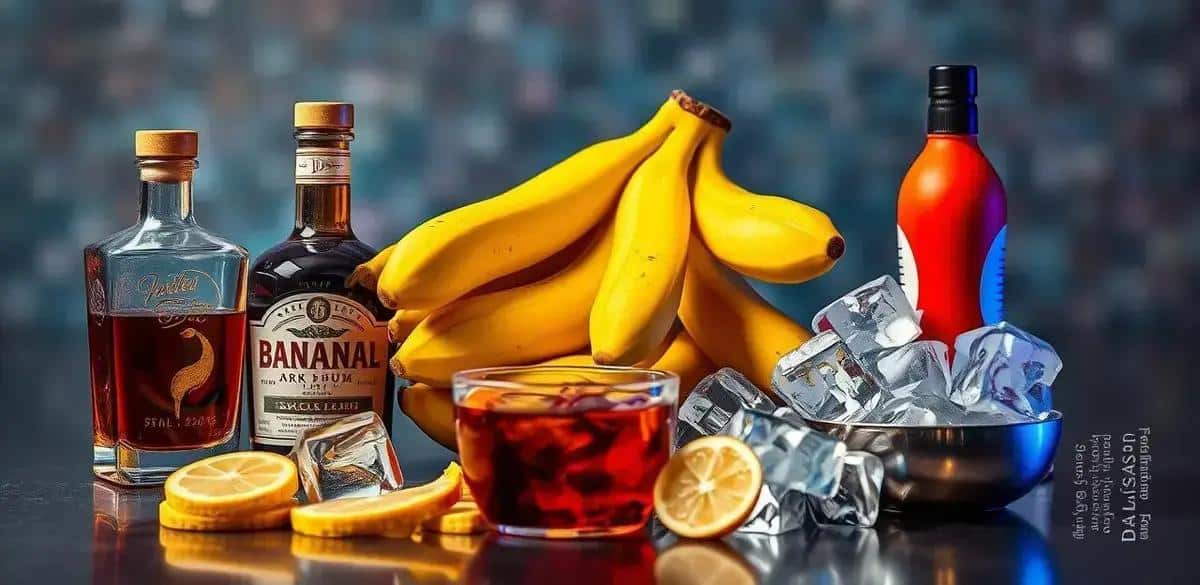 Recipe Ingredients for Rum with Banana Liqueur and Chocolate Syrup