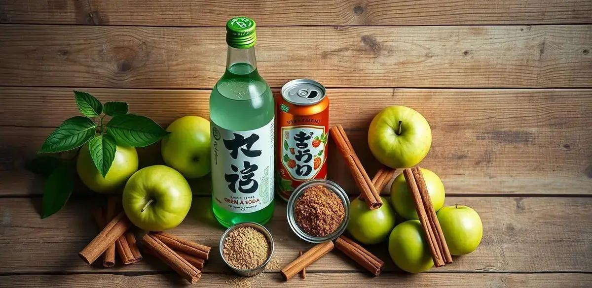 Recipe Ingredients for Sake with Green Apple Soda and Cinnamon