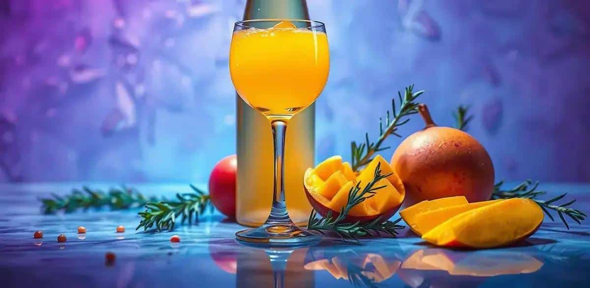 Recipe Ingredients for Sparkling Wine with Mango Juice and Rosemary