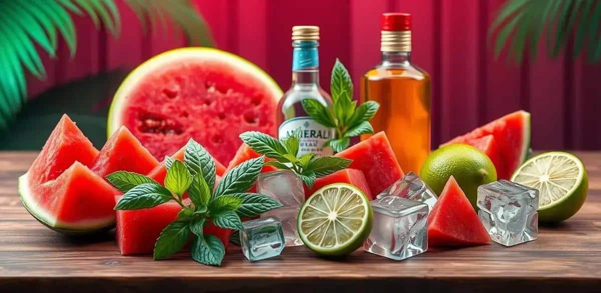 Recipe Ingredients for Tropical Rum with Watermelon and Mint