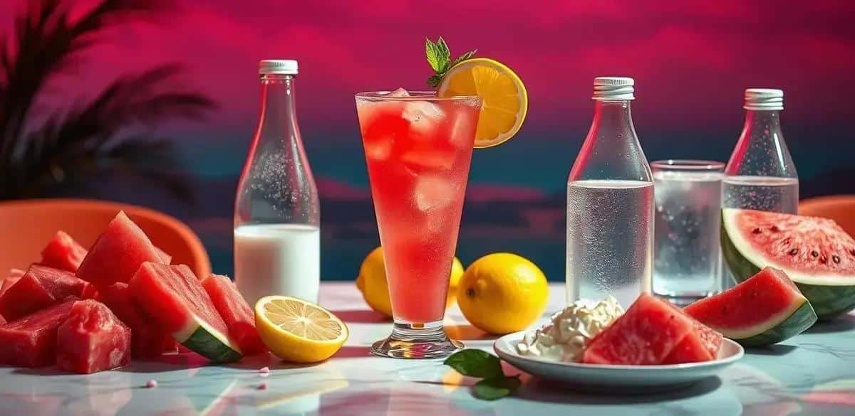 Recipe Ingredients for Watermelon Mocktail with Lemon Foam