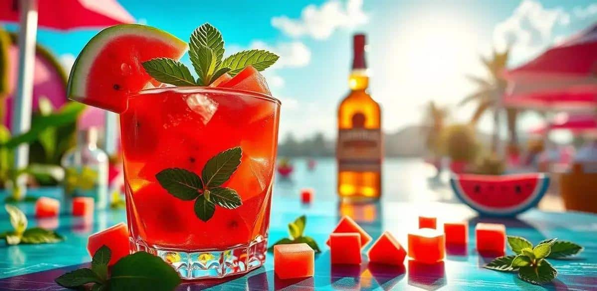 Refreshing Watermelon in Tropical Whisky Cocktails