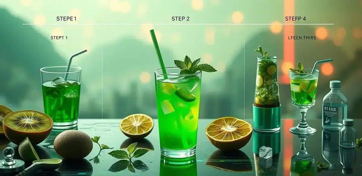 Step-by-Step Preparation of Green Drink with Kiwi Soda