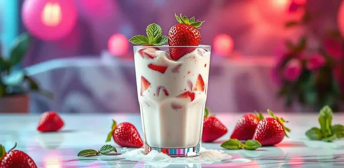 Strawberry Drink with Condensed Milk and Chocolate Shavings